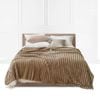 SOGA 200x230cm Warm & Cozy Flannel Polyester Throw Blanket Light Brown