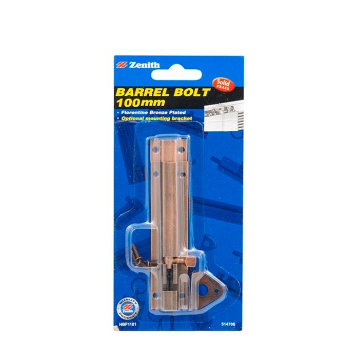 Zenith Barrel Bolt 100mm Florentine Bronze