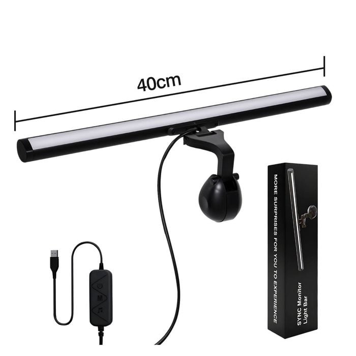 Ufurniture Monitor LED Light Bar w/3 Color Temperatures & 16 Million RGB Backlight Dimmable Computer Gaming Desk Lamp Black