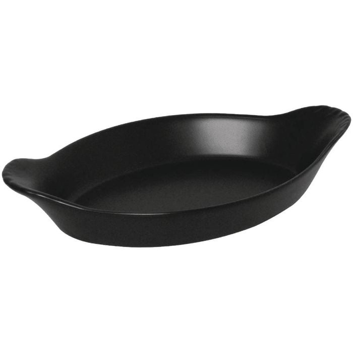 Olympia Mediterranean Tapas Oval Eared Dishes Matt Black 37x204x118mm 215ml 6 Pack