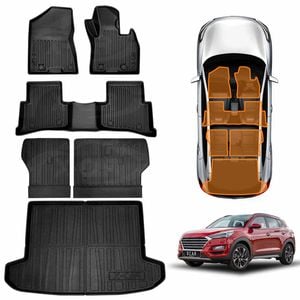 Floor Mats Boot Liner Set for Hyundai Tucson 2015-2021 Cargo Kick Mats Back Seat Protector Cover