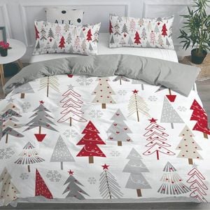 Dreamfields Double Xmas Tree White Christmas Design Soft Quilt Duvet Doona Cover Set