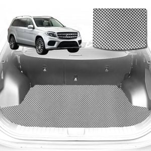 6D Diamond Car Boot Mat for Mercedes-Benz GLS-Class (X166)2012-2019-(3rd Row folded/5 seater)-Cargo Mat-Grey-Outback GT