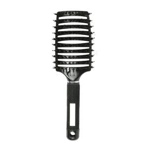 Catzon Boar Bristle Hair Brush Wet Dry Vented Curved Comb-black