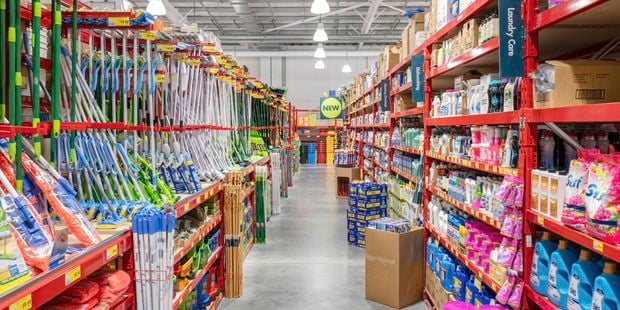 Aisle with new cleaning displays that are set up in a store