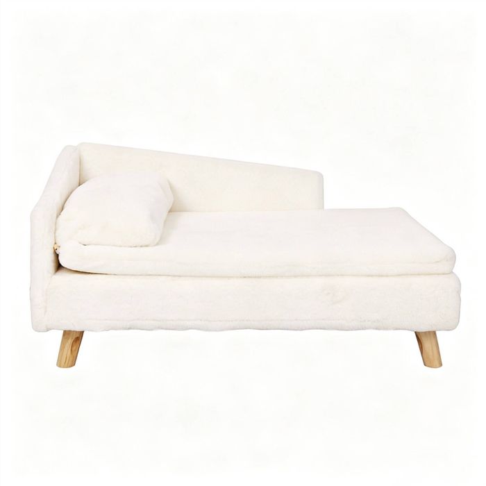 BingoPaw Luxury Cat Bed Stool Dog Sofa Couch Bed Rubber Wood Legs with Soft Cushion 80x50x39cm