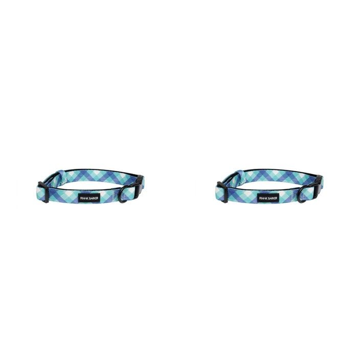 2PK Splosh Frank Barker S Teal Gingham Dog Collar Adjustable 25-40cm