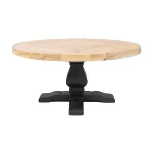 Olivia 160cm Round Dining Table Reclaimed Elm Wood Natural Black
