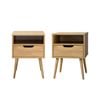 Oikiture Bedside Tables Set of 2 Side Table Nightstand Bedroom Cabinet Wood