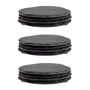 3x 4pc Coffee Culture Slate Coaster Round Non-Slip Beverage Mats 10cm Black