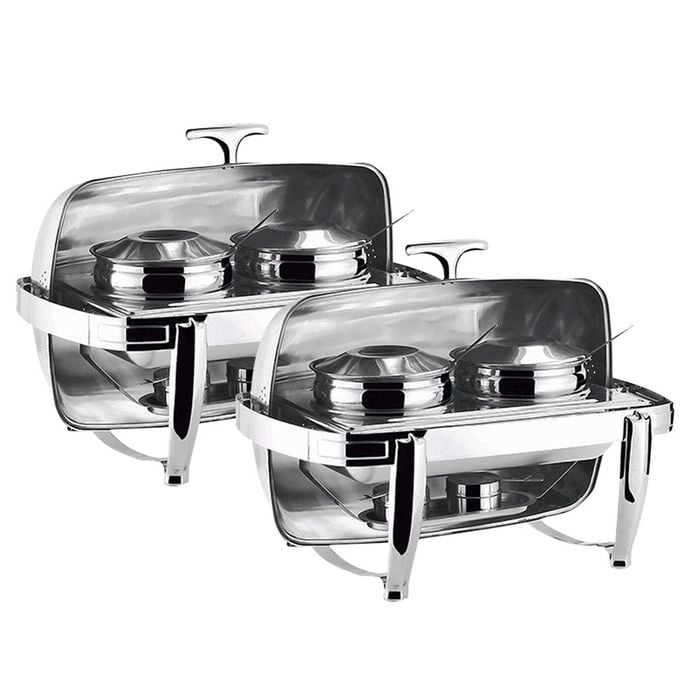 SOGA 2X 6.5L Stainless Steel Double Soup Tureen Roll Top Buffet Chafing Dishes