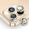 Metal Camera Len Glitter Cover Glass Protector Bling - For Apple iPhone 16 / 16 Plus (2pcs) - Gold