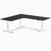 Desky L-shape Sit To Stand Black Melamine Desk 2000x1800mm - Left Return Height Adjustable White Leg