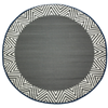 Fab Habitat 180cm Grey And White Round Olympia Recycled Plastic Reversible Outdoor Rug