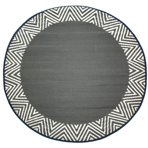 Fab Habitat 180cm Grey And White Round Olympia Recycled Plastic Reversible Outdoor Rug
