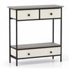 Costway Console Table Drawer Industrial Hall Shelf Side Metal Beige