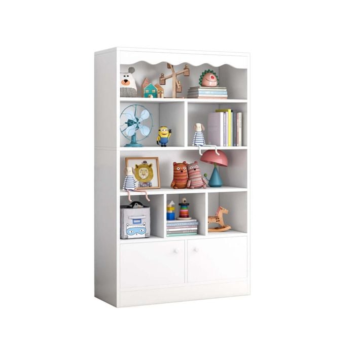 Foret Bookshelf Kids Bookcase Display Rack Organiser Children Cabinet Shelves White