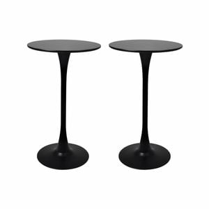 Levede 2x Round Marble Bar Tables Black