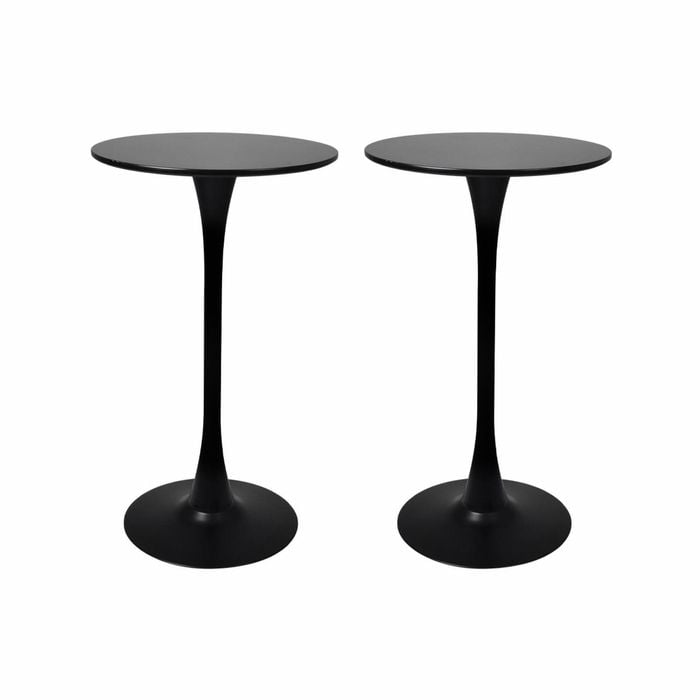 Levede 2x Round Marble Bar Tables Black