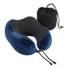 Wanderlite Travel Neck Pillow for Airplanes Memory Foam with Storage Bag, Blue