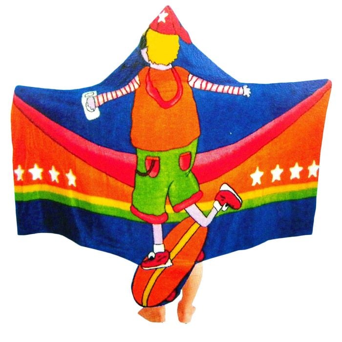 Kids Cotton Velour Beach Cape Skater Boy 60x120 cm