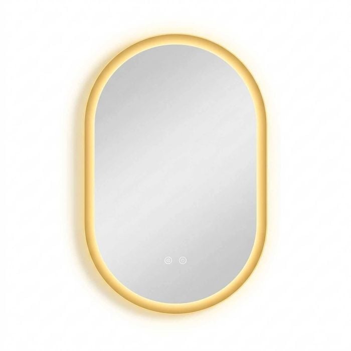 P&p Silver White Oblong Led Bathroom Mirror Soft Backlit Anti Fog Dimmable Control