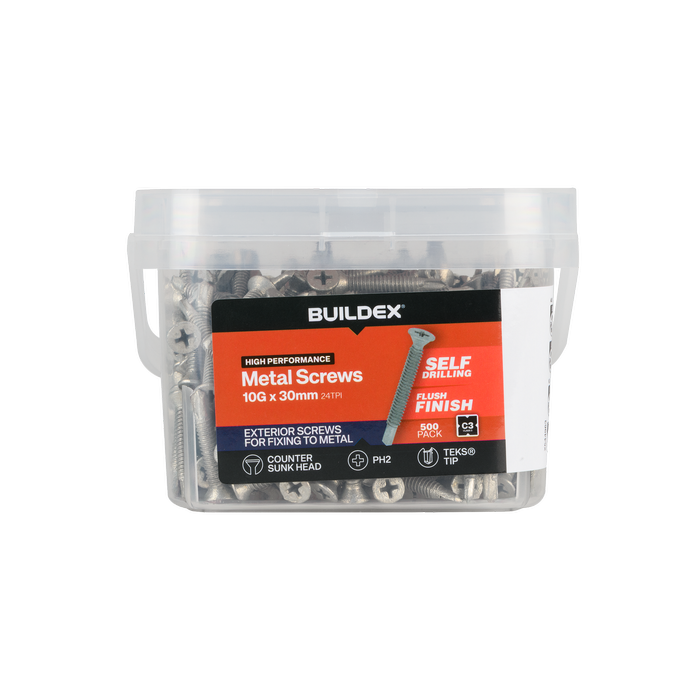 Buildex 10G x 30mm Class 3 Sheet Metal Screws - 500 Pack