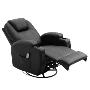 Ufurniture Recliner Chair PU Leather Electric 8-Point Heated Massage Black