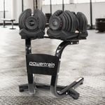 PowerTrain 80kg Adjustable Dumbbell Set With Stand
