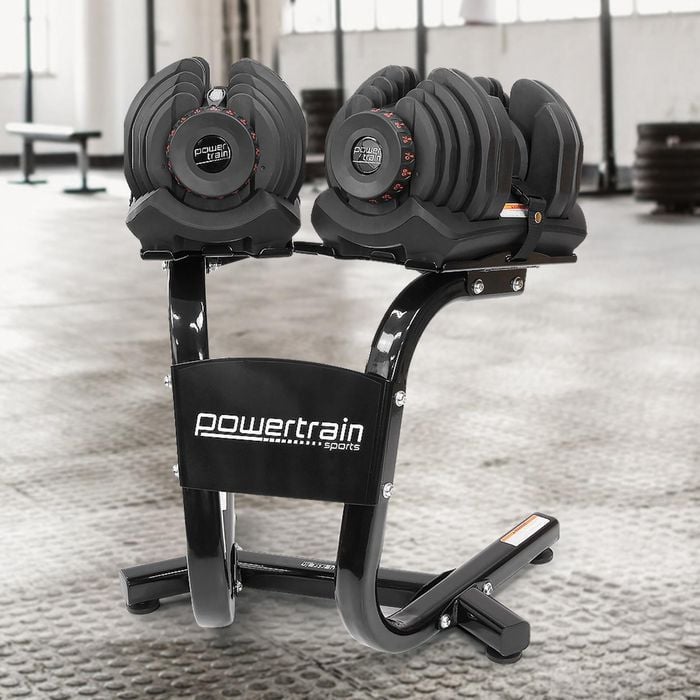 PowerTrain 80kg Adjustable Dumbbell Set With Stand