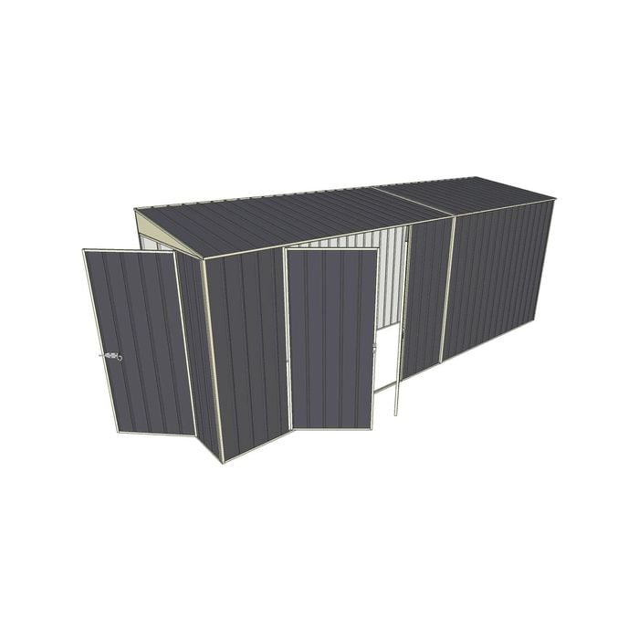 Build-A-Shed 1.2 x 5.2 x 2.0m Tunnel Shed Tunnel Hinged Door with Double Hinged Doors - Grey