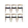 Sk Designer Living | Pack Of 6 | Replica Hans Wegner Elbow Chair Ch20 - Natural & Black