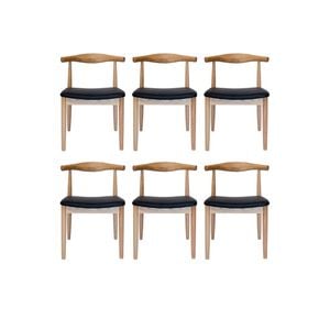 Sk Designer Living | Pack Of 6 | Replica Hans Wegner Elbow Chair Ch20 - Natural & Black