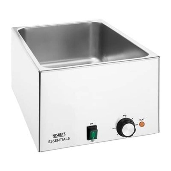 Nisbets Essentials Bain Marie Wet Heat Food Warmer Stainless Steel 327x645x432mm Commercial Kitchen Storage