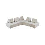 Foret 5pc Armless Seat Modular Extension Ottoman Couch Velvet Fabrics Sofa Beige