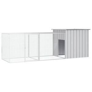 vidaXL Chicken Cage Grey Galvanised Steel Chicken Coop Hen House Run Outdoor