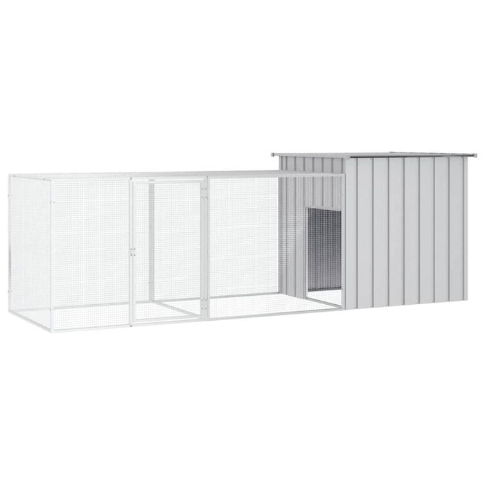vidaXL Chicken Cage Grey Galvanised Steel Chicken Coop Hen House Run Outdoor