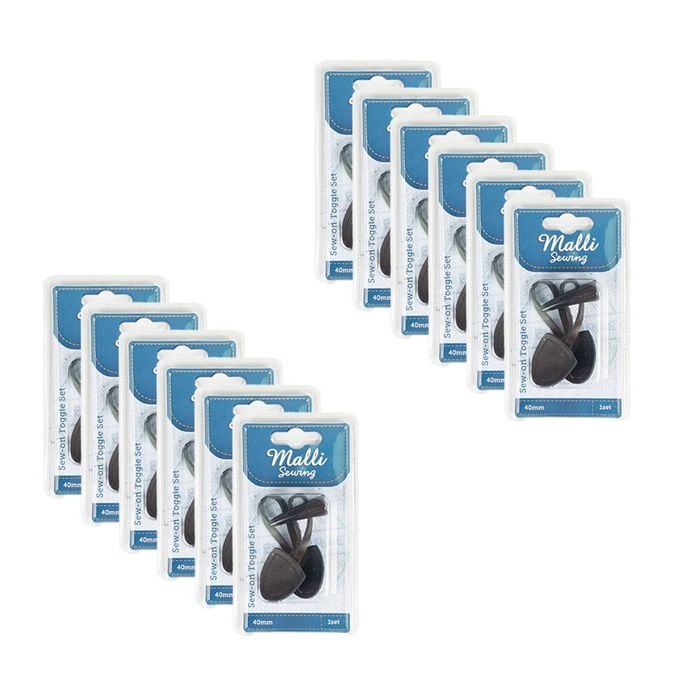 12pk Malli Sew-on Toggle Fastener Fabric/garment Fastener 1-set 40mm Assorted