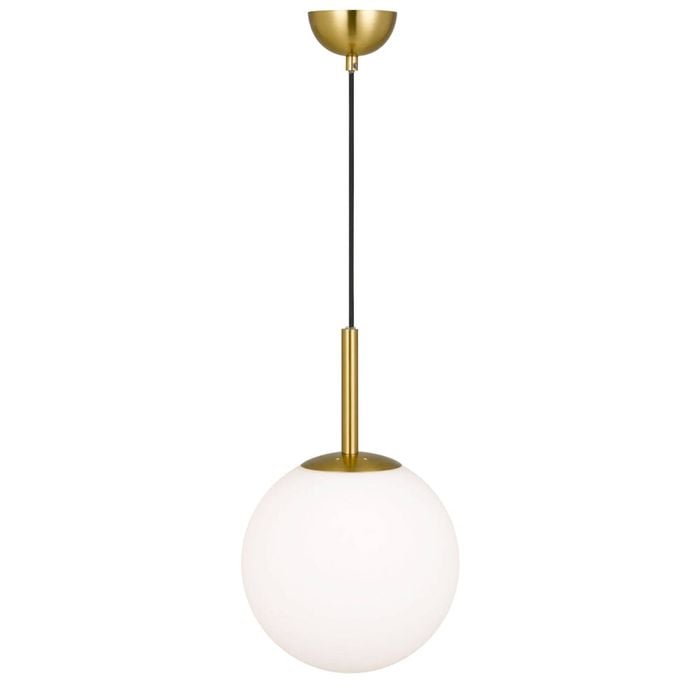 Telbix Bally Modern Pendant Hanging Lamp Light Glass Metal Opal Matt Antique Gold