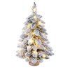 P&P Green 45cm Snow Frosted Christmas Tree Tabletop Figurine with Warm LED Lights