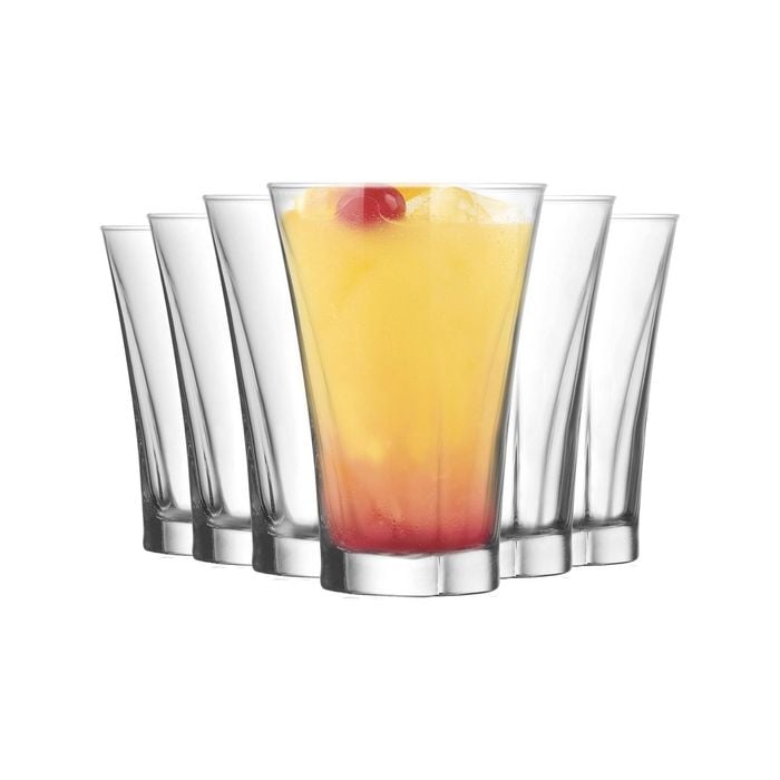 LAV Truva Highball Cocktail Tumbler Glasses - 350ml - Pack of 6 Highball Glasses for Cocktails