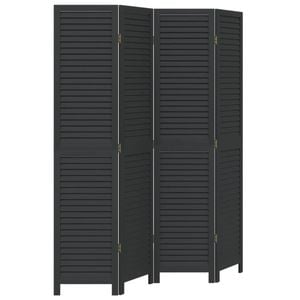 vidaXL Room Divider Privacy Screen Partition 4 Panels Black Paulownia