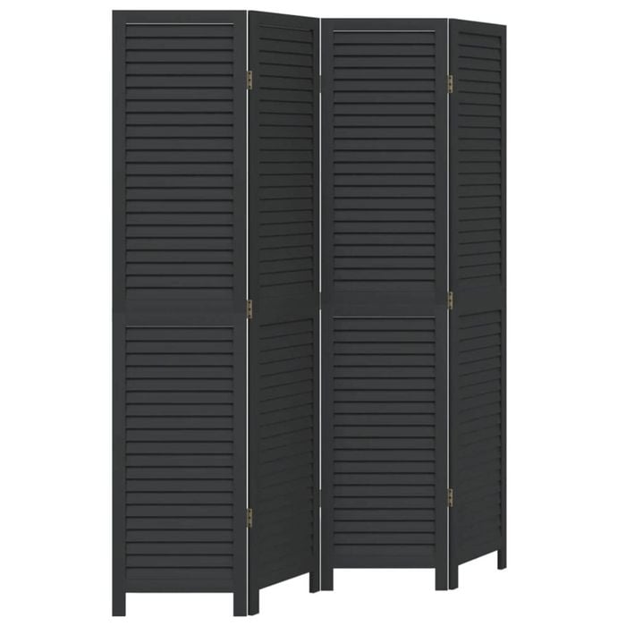 vidaXL Room Divider Privacy Screen Partition 4 Panels Black Paulownia