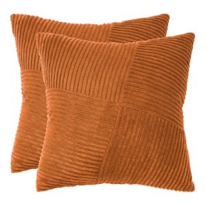 Gioia Casa Corduroy Cushion Covers - Soft Velvet with Windmill Pattern & Hidden Zipper - Terracotta, 45cm x 45cm (Twin Pack)
