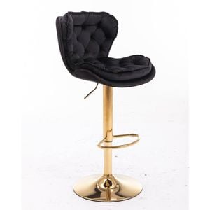 Plush Velet Black & Gold Stool