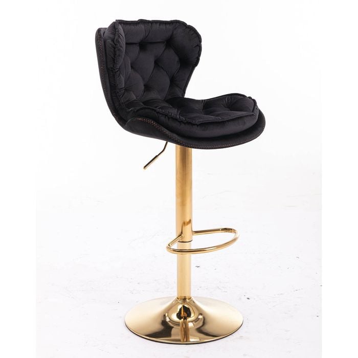 Plush Velet Black & Gold Stool