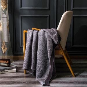 CottonMore Acrylic Chenille Knitted Blanket Super Soft Plush Throw Rug Blanket 130x160cm - Brown