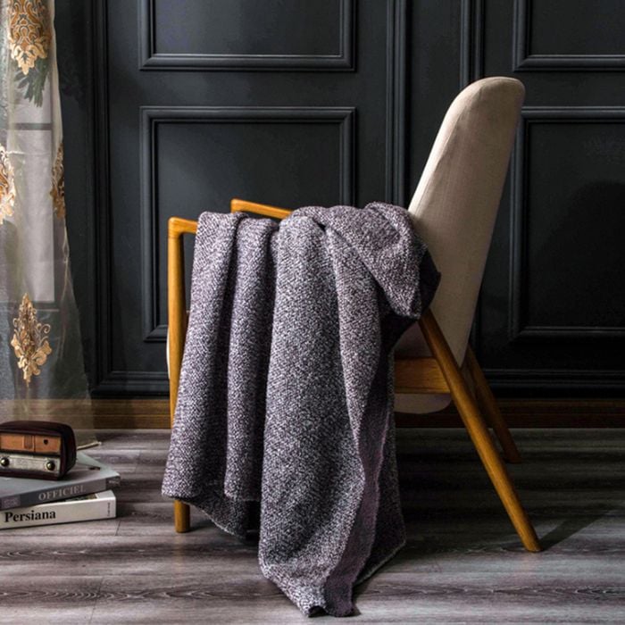 CottonMore Acrylic Chenille Knitted Blanket Super Soft Plush Throw Rug Blanket 130x160cm - Brown