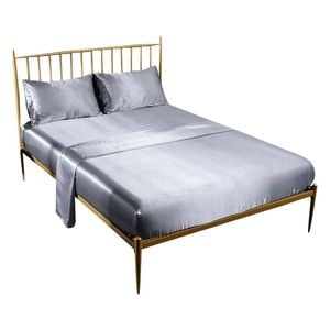 Anycozy Queen Grey Fitted Sheet – Luxury Silky Bedding Set with Pillow Cases