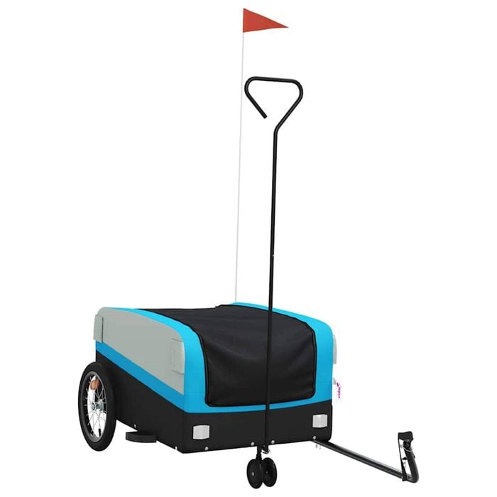 vidaXL Bike Trailer Pet Stroller Bicycle Wagon Cart Black and Blue 45 kg Iron